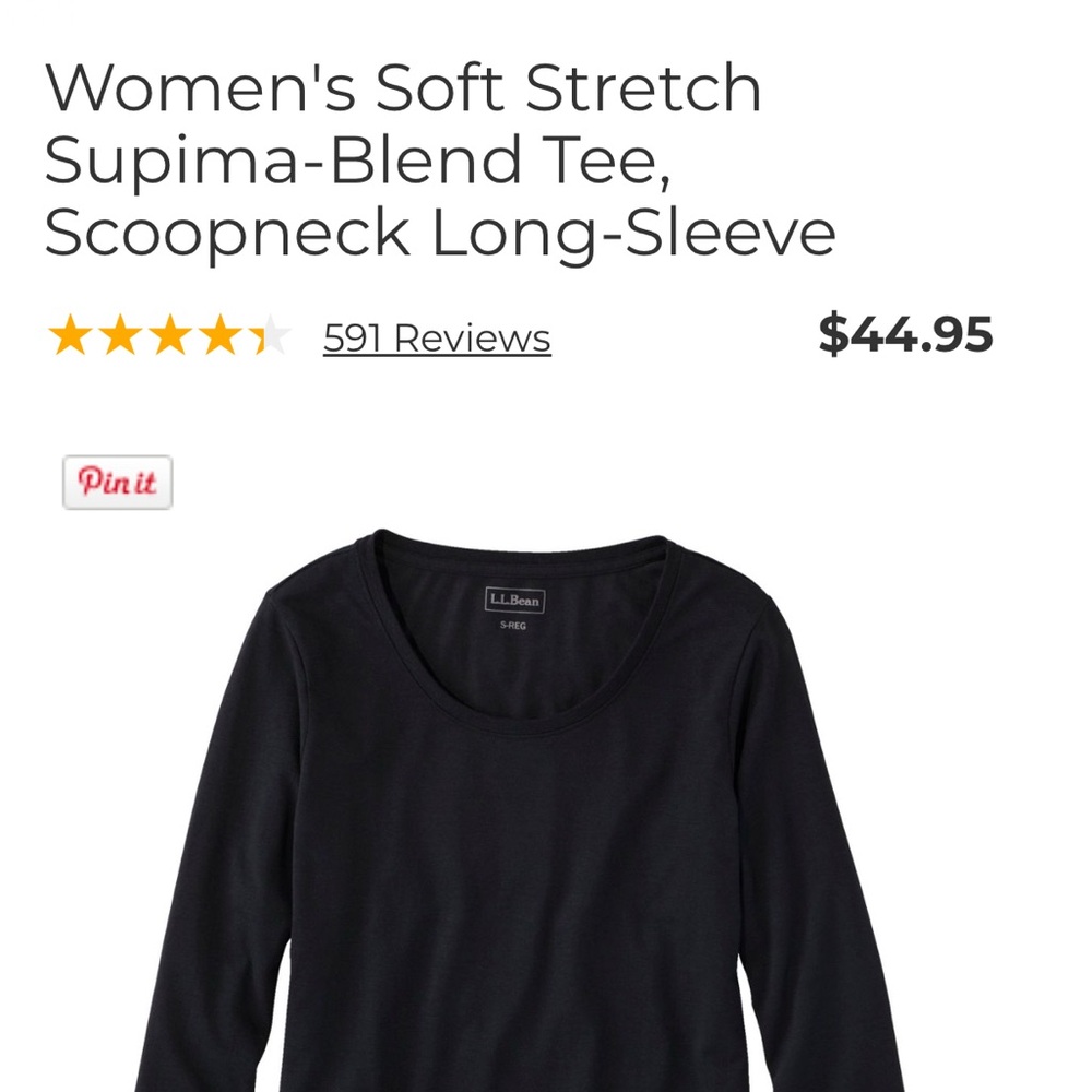 L.L. Bean Black Long-Sleeve Tee